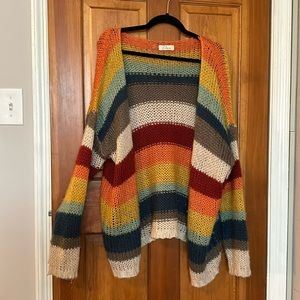 Elan long muted rainbow cardigan